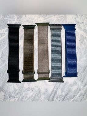 🆕 5 velcro Woven Nylon apple Watch Bands - Black, Olive, Tan, Gray, Blue